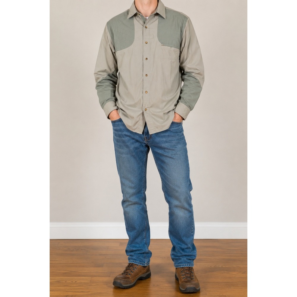 LL Bean Upland Field Shirt Men Large Green Hunting Nylon Outdoor Utility Gorp